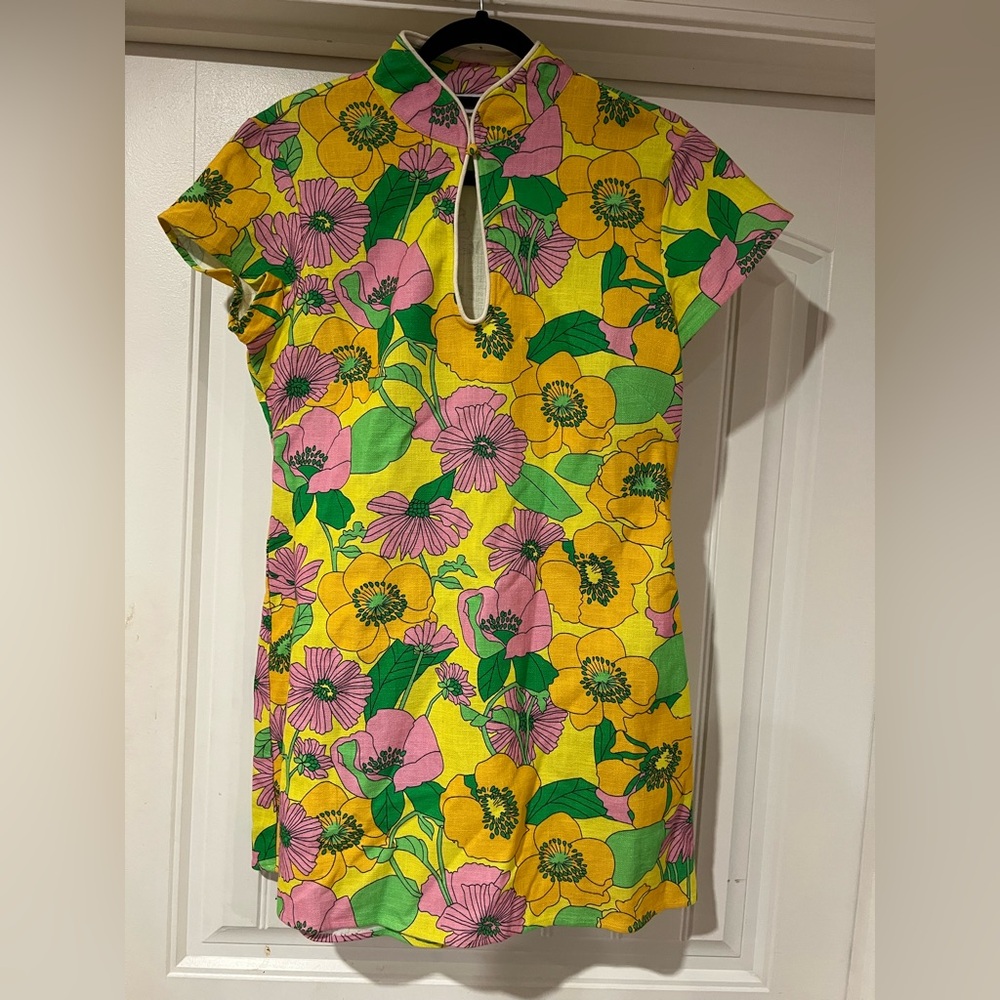 RIXO Lolita Floral-print Cotton Mini Dress size L (10)